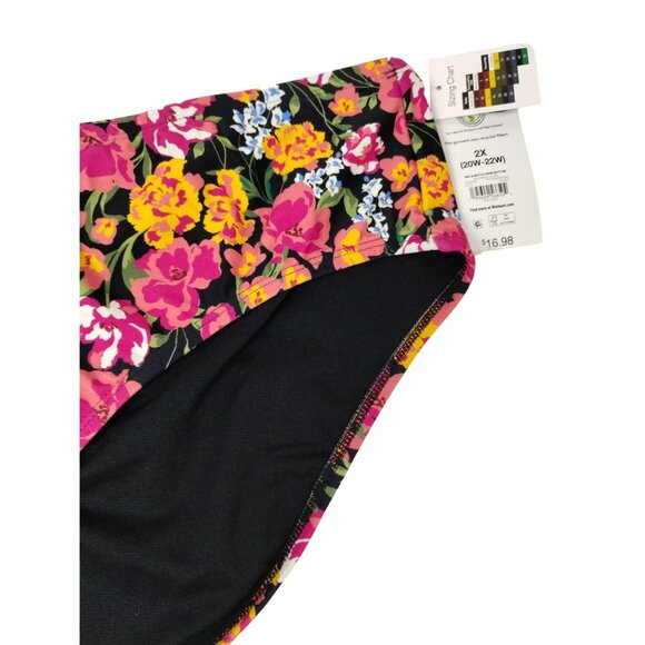 Time and Tru Womens 2XL Blooming Floral Mid Rise Ruched Back Bikini Bottom - Picture 3 of 5